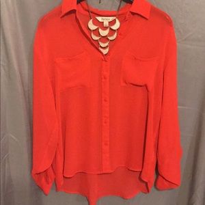 Decree L red sheer button up.
